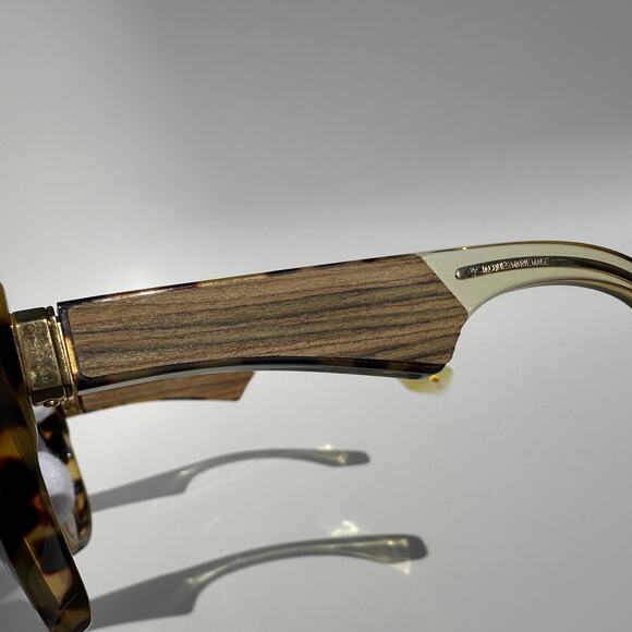 Jacques Marie Mage Edith Cat Eye Sunglasses Tortoise Wood Panels Gold BNIB Rare - Picture 10 of 16